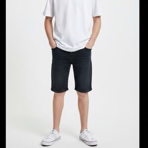 Cat & Jack Boys Denim Shorts XL Black Elastic Waist Drawstring